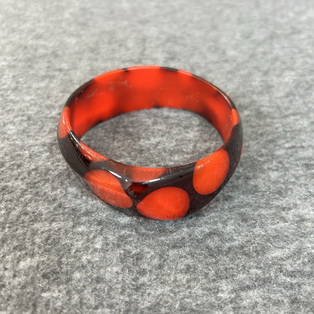 Vintage Red Polka Dot Resin Bangle Bracelet Retro Vibe